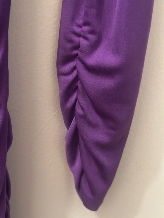 Catherine Malandrino Lush Purple Ruched V Neck Bodycon Silk Nylon Dress - Picture 14 of 16